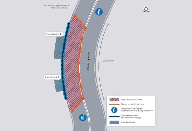 Melba Highway Closure Map